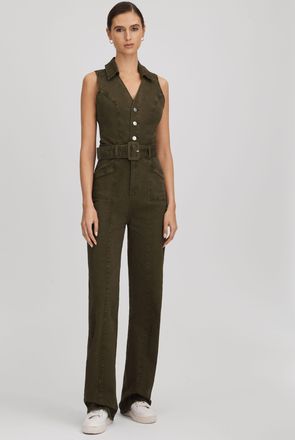 Paige Paige Denim Jumpsuit, Olive, 14