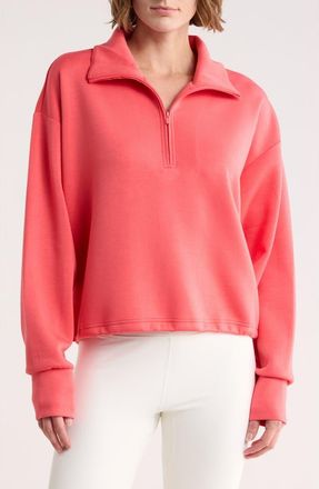 Zella Whisper Knit Half Zip Sweatshirt in Coral Sharon at Nordstrom Rack, Size X-Small