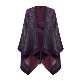 Etro Jassen, Dames, Veelkleurig, ONE Size, Wol, Jacquard Cape van Wolmix