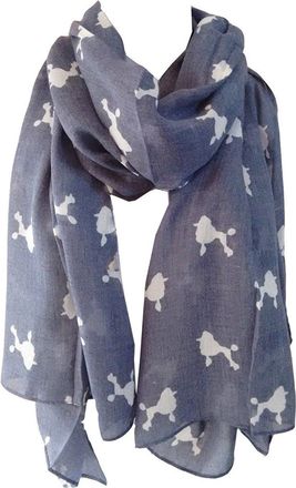 GlamLondon Poodle Print Scarf Dogs Fancy Puppies Breed Caniche Barbone Ladies Womens Wrap Shawl Sarong (Denim Blue)