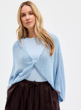 Contemporaine Womens Crossover-neckline crochet-effect open sweater Exclusive collection from Italy