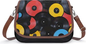 Generic Colorful Vinyl Records Womens Crossbody Bag Fashion Shoulder Handbags Message Tote Bag with Adjustable Strap
