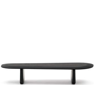 K Home Grosser Couchtisch Pirity aus massiver Eiche, Schwarz, 147 x 65 cm