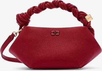 Ganni Dark Red Burgundy Grained Mini Bou Bag