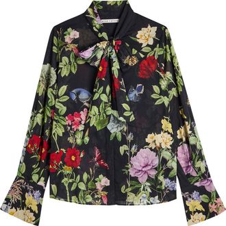 Alice & Olivia Lloyd Floral-print Cotton Blouse - Black - S (UK8-10 / S)