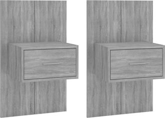 vidaXL Mesita de noche de pared 2 unidades color gris Sonoma Vidaxl