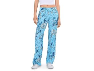 Lilly Pulitzer Bal Harbour Stretch Palazzo Womens Dress Pants Bellevue Blue Breakers Beach Engineered Pant : XXS 32, Spandex/Viscose