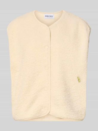 Pieces Relaxed Fit Weste in Leopard-Optik Modell KATTY in Offwhite Melange, Gr&ouml;&szlig;e XS