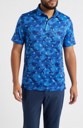 G/Fore Icon Camo Stretch Tech Jersey Golf Polo Shirt in Azul at Nordstrom, Size Xx-Large