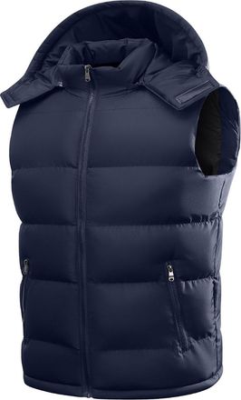 Generic Mens Padded Gilet Winter Hooded Puffer Vest with Detachable Hat Lightweight Thick Warm Sleeveless Coats Mens Zip Up Puffer Jackets Thermal Outdoor Cas