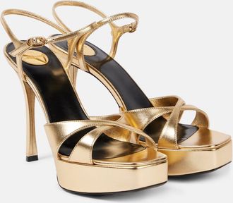 Saint Laurent Sandali Debbie 85 in pelle metallizzata
