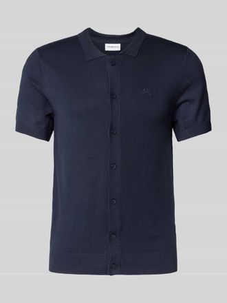 Lindbergh Lindbergh Slim Fit Freizeithemd mit Logo-Stitching Modell Ecovero in Dunkelblau, Gr&ouml;&szlig;e XXL