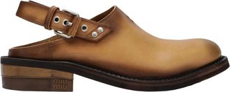 Miu Miu Schoenen, Dames, Bruin, 37 1/2 EU, Leer, Foule Sabot