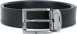 Emporio Armani Dark Blue Logo Buckle Belt