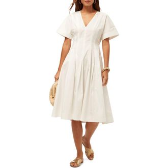 Trina Turk A line Poplin Midi Ashe Dress in White at Nordstrom, Size 14