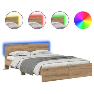 vidaXL Estructura De Cama Con Cabecera Roble Artesanal 135 X 190 Cm Vidaxl