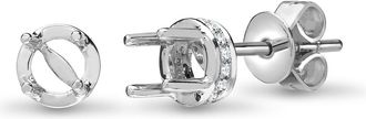 Jewelco London 18ct White Gold 0.12ct Diamond Semi-set Halo Mount Stud Earrings - 18E401-075