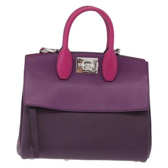 Ferragamo Studio Satchel Leather Purple Leather Handbag (Pre-Owned)