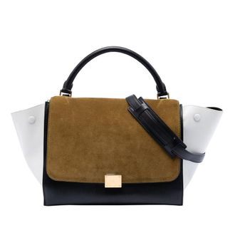 Celine Pre-owned Celine Medium Tricolor Calfskin and Suede Trapeze Satchel Ladies 2OM9EMFJJJ8D0EZS