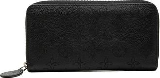 Louis Vuitton Monogram Black Leather Long Wallet (Bi-Fold) (Pre-Owned)