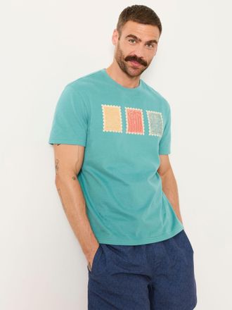 Fat Face FatFace Teal Blue Landscape Stamp Graphic T-Shirt