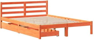 vidaXL Bed Frame without Mattress Wax Brown 140x200 cm Solid Wood Pine vidaXL