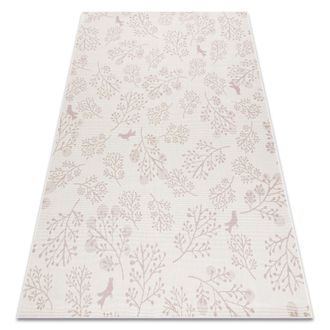 RugsX Rugsx - Alfombra De Cuerda Sisal Flat 48774/526 Hojas P&aacute;jaros Crema/rosa Pink 200x290 Cm