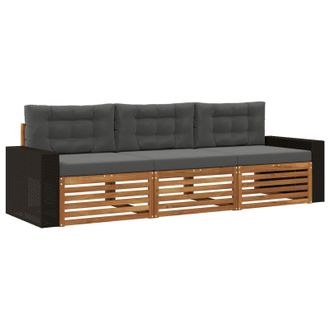 vidaXL Conjunto De Sof&aacute;s De Exterior 3 Pcs Natural Y Antracita Vidaxl