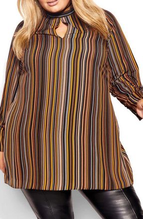 City Chic Tie Back Tunic Top in Stripe at Nordstrom, Size Xxs