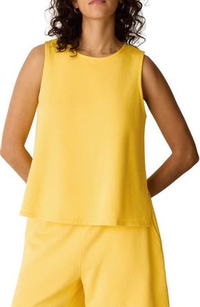 Eileen Fisher Crewneck Side Slit Organic Cotton Tank in Soleil at Nordstrom, Size Xx-Small