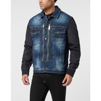 Philipp Plein Denim Jacket College Men in Deepocean at Nordstrom, Size Xxx-Large Eu