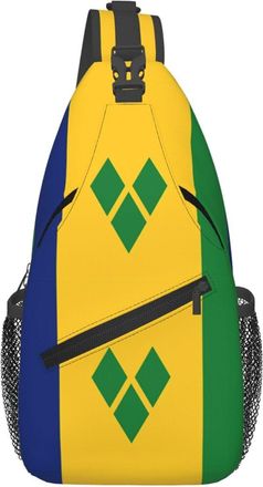 Generic Saint Vincent And The Grenadines Flag Sling Bag Lightweight Cross Body Bag Breathable Crossbody Bags For Men Traveling Camping