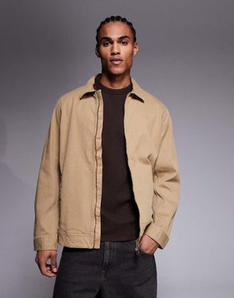 Barbour Steve McQueen - Giacca beige con logo e stampa sul retro-Neutro
