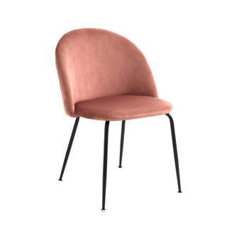 Oresteluchetta Juego 4 sillas microfibra rosa empolvado, acero negro, 76x53 comedor