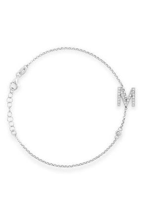 Meshmerise Diamond Initial Bezel Bracelet in White-M at Nordstrom Rack