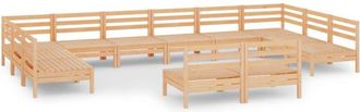 vidaXL Juego De Muebles De Jard&iacute;n 12 Piezas Madera Maciza De Pino Vidaxl
