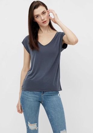Pieces Kurzarmshirt PIECES PCKAMALA TEE NOOS BC, Damen, Gr. XL, blau (ombre blau), Single Jersey, Obermaterial: 73% Modal, 27% Polyester, unifarben, regular 