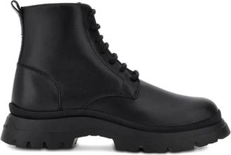 Hogan H692 Enkelboots met veters - Heren - Veterlaarzen - Zwart - 42 1/2 EU - Leer - Schoenen