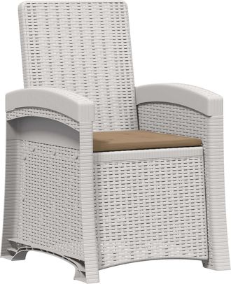 vidaXL Sill&oacute;n De Jard&iacute;n Reclinable Imitaci&oacute;n Rat&aacute;n Blanco Y Topo Pp Vidaxl