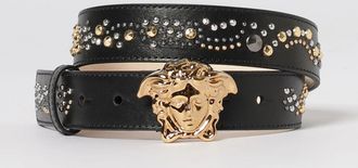 Versace Cintura in pelle con strass Versace