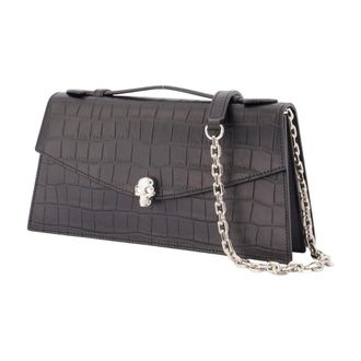 Alexander McQueen Womens Skull Top Handle Clutch Leather Black Calfskin