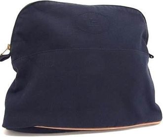 Herm&egrave;s Navy Cotton Pouch (Pre-Owned)