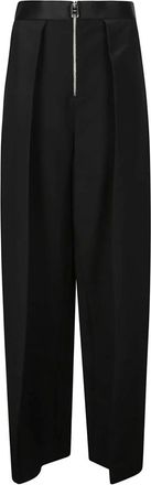 Khaite Wide Trousers, female, Black, Size: S High-Waisted Viscose Zip Trousers