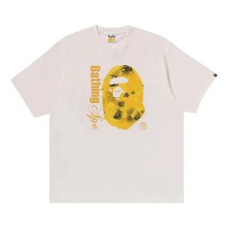 A Bathing Ape Floral Solid Camo Ape Head Relaxed Fit Tee Ivory 1K80-110-315-IVORY