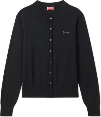 Kenzo Truien & Vesten, Dames, Zwart, S, Katoen, Buttoned Crewneck Cardigan