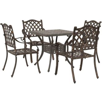 vidaXL Vidaxl Set De Comedor De Jard&iacute;n 5 Piezas De Aluminio Fundido Bronce