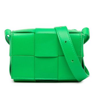 Bottega Veneta Pre-owned Womens Candy Nappa Intrecciato Cassette Crossbody - Lime Green Leather - One Size