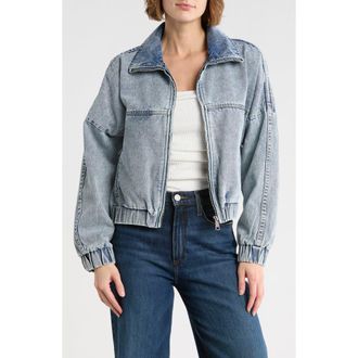 Vigoss Dad Denim Bomber Jacket in Light Wash at Nordstrom Rack, Size X-Large