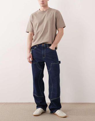 Wrangler Wrangle - Jeans blu scuro con ginocchia doppiate