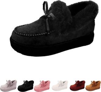 Generic Bootie Slippers Women,Womens Snow Boots Arch Support Boots Orthopedic Boots,Womens Fur Lined Warm Ankle Boot Slip On Loafer Plush Shoes,Loafers For Wo